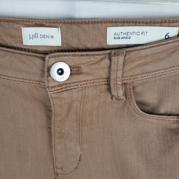 J.Jill Denim Authentic Fit Slim Ankle Tan Pants Sz 6 - Picture 5 of 8